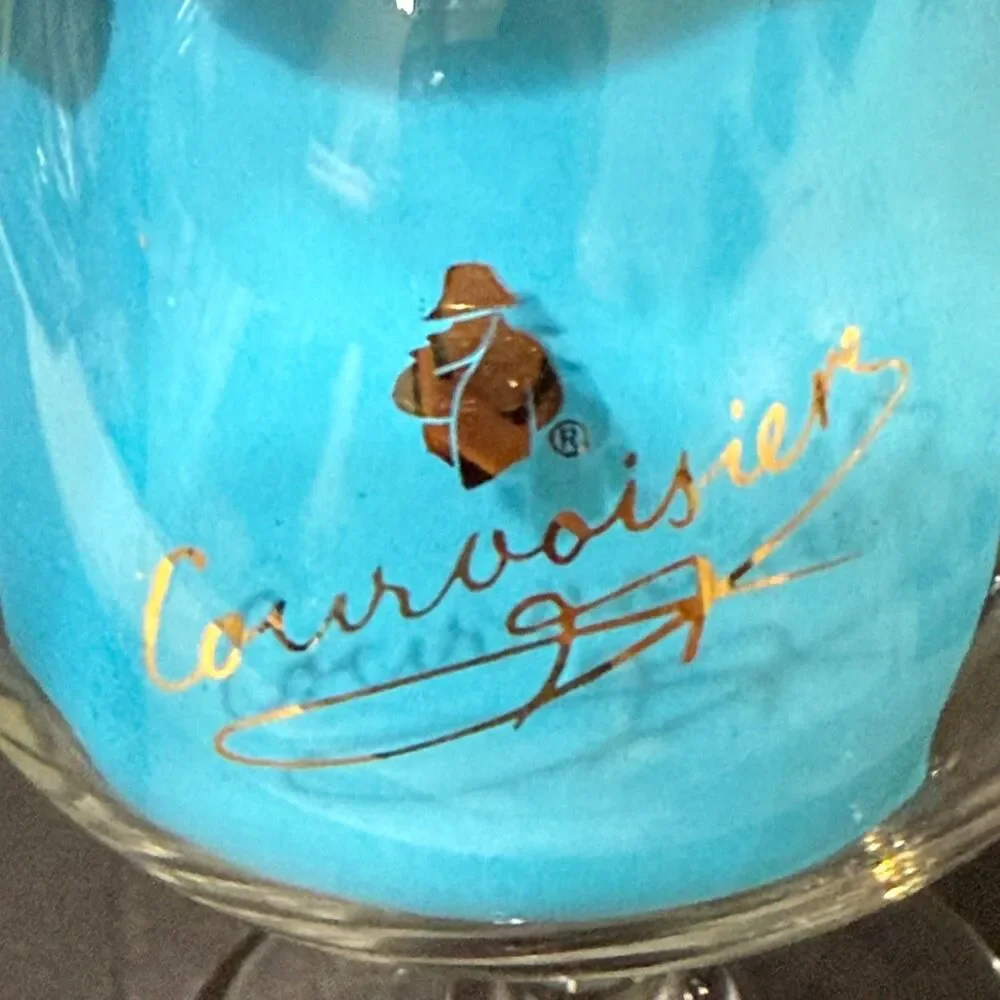 x4 Vintage Courvoisier Cognac Brandy Balloon Snifter Stemmed Glasses Gold Logo